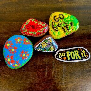Colorful Hand-Painted Inspirational Stones